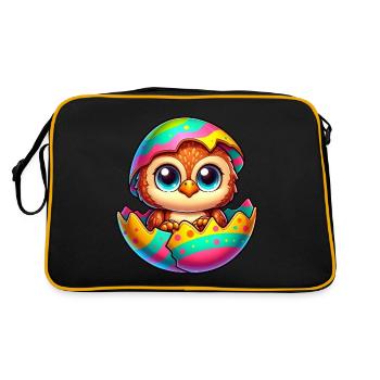 hibou mignon oeuf de Pâques dessin animé hatch coloré - Sac Retro - noir/or - Dos