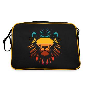 Lion Face Cool Zoo Animals Zoo Keeper Animal Lover - Retro Bag - black/gold - Back