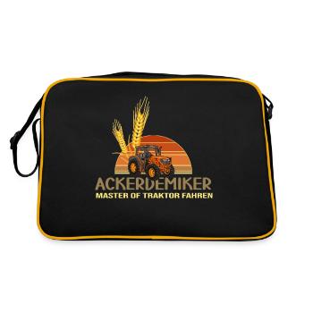 traktoren bauer acker traktor landwirtschaft ernte - Retro Tasche - Schwarz/Gold - Hinten