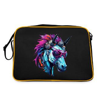 Licorne cool à deux cornes - style cyberpunk - Sac Retro - noir/or - Dos