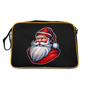 Grimmiger Weihnachsmann - Retro Tasche - Schwarz/Gold - Hinten