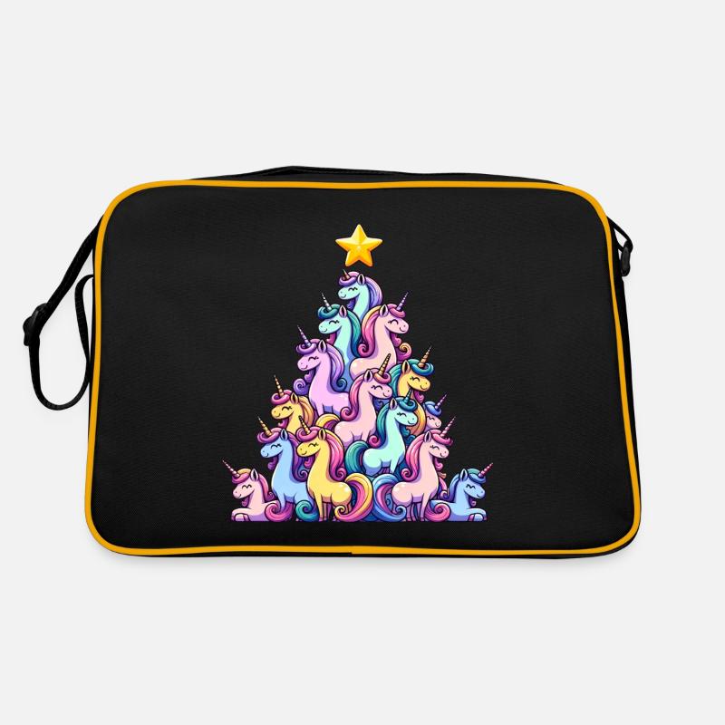 Unicorn Christmas Tree Design Retro Bag