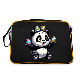 Cute Panda & Funny Easter Eggs - Retro Bag - black/gold - Back