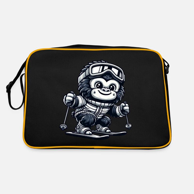 Singe Gorille Chimpanzé Ski Skier Design Sac Retro