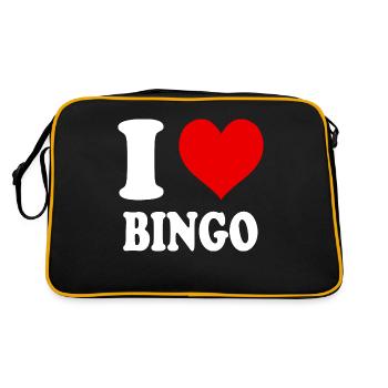 I Love Bingo Heart Funny Witty - Retro Bag - black/gold - Back