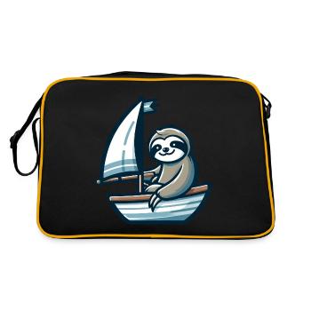 Summer sailing with sloth on dinghy - Retro Bag - black/gold - Back