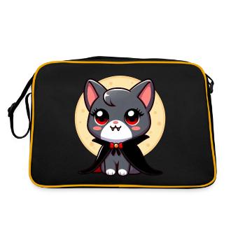 Halloween Chat Vampire Chauve-souris Mignon - Sac Retro - noir/or - Dos