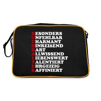 buchhalter spruch - Retro Tasche - Schwarz/Gold - Hinten