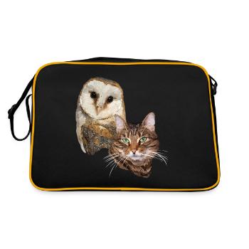 Chat et hibou - Sac Retro - noir/or - Dos