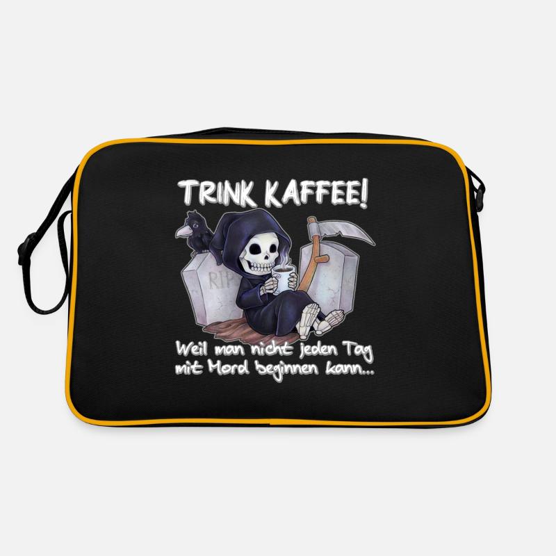 Trink Kaffee - Lustiger Chibi Grim Reaper Retro Tasche