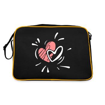 Deux coeurs - symbole de l'amour - Sac Retro - noir/or - Dos