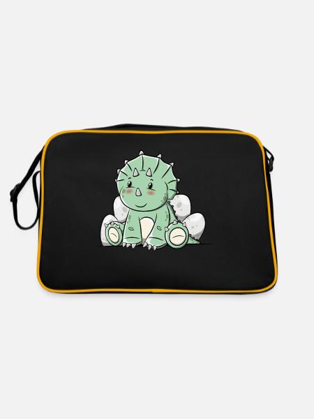 Dinosaur Triceratops - Retro Bag - black/gold - Back