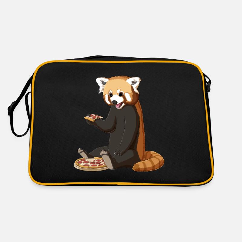 Roter Panda isst Pizza Retro Tasche