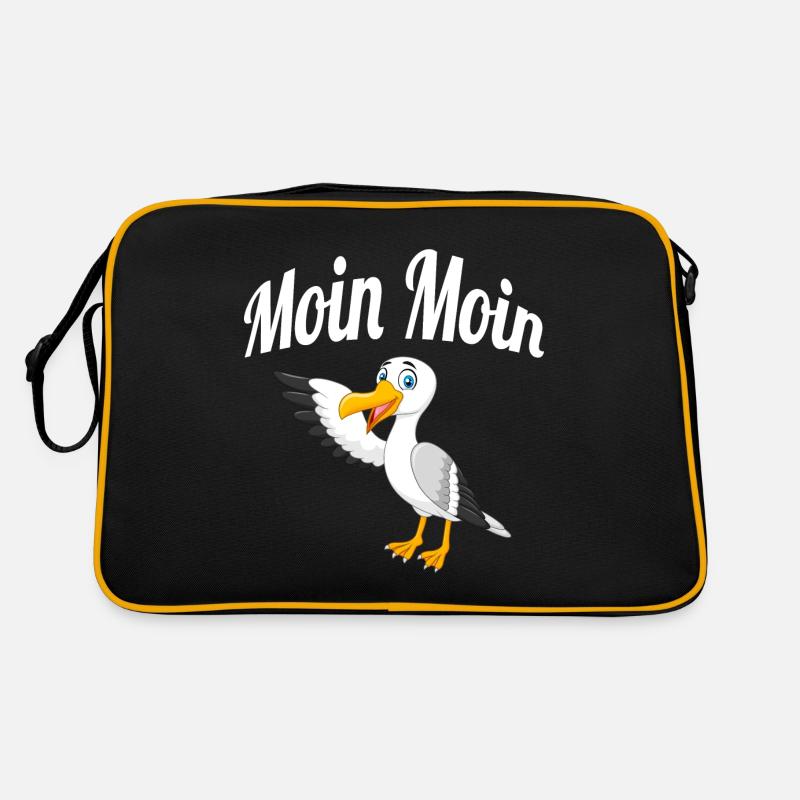 Moin Moin Möwe - Retro Tasche - Schwarz/Gold