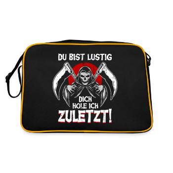 Du Bist Lustig Dich Hole Ich Zuletzt Sensenmann - Retro Tasche - Schwarz/Gold - Hinten