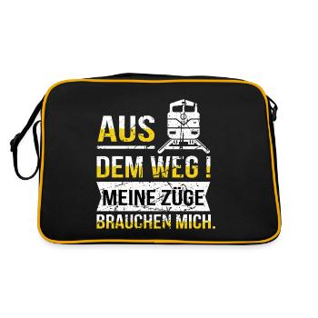 Fahrdienstleiter und Eisenbahner Beruf und Arbeit - Retro Tasche - Schwarz/Gold - Hinten