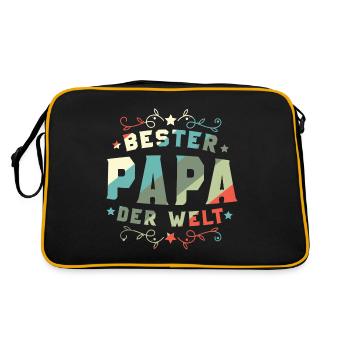 Bester Papa Der Welt Bester Papa - Retro Tasche - Schwarz/Gold - Hinten