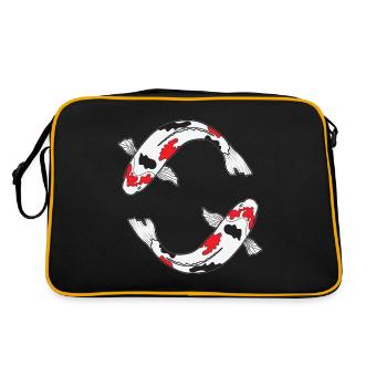 Sanke Koi-Fischdesign für Koi-Teich-Besitzer - Retro Tasche - Schwarz/Gold - Hinten