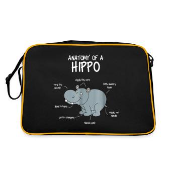 Hippo, Hippo Funny T-shirt Gift - Retro Bag - black/gold - Back