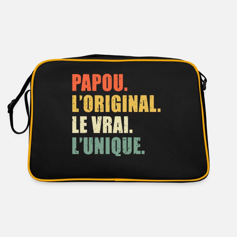 Papou L'original Le Vrai L'unique Cadeau Vintage - Sac Retro - noir/or