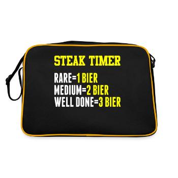 Steaktimer Rare 1Bier Medium 2Bier Well Done 3Bier - Retro Tasche - Schwarz/Gold - Hinten