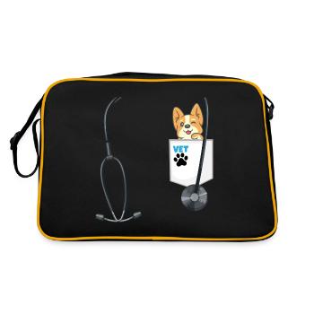 School Career Day Outfit Veterinarian Costume - Retro Tasche - Schwarz/Gold - Hinten