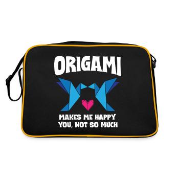 Origami Makes Me Happy - Retro Tasche - Schwarz/Gold - Hinten