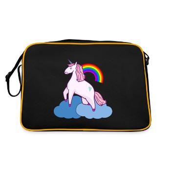 Cloud Unicorn Unicon Fantasy Sky Rainbow - Retro Bag - black/gold - Back