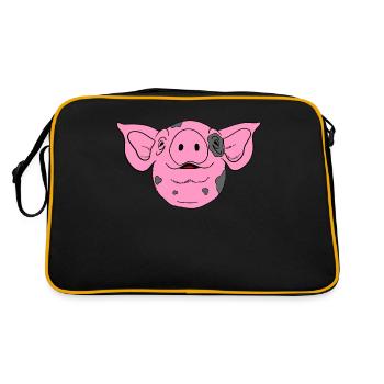 Tête de porc rose avec le visage souriant et - Sac Retro - noir/or - Dos