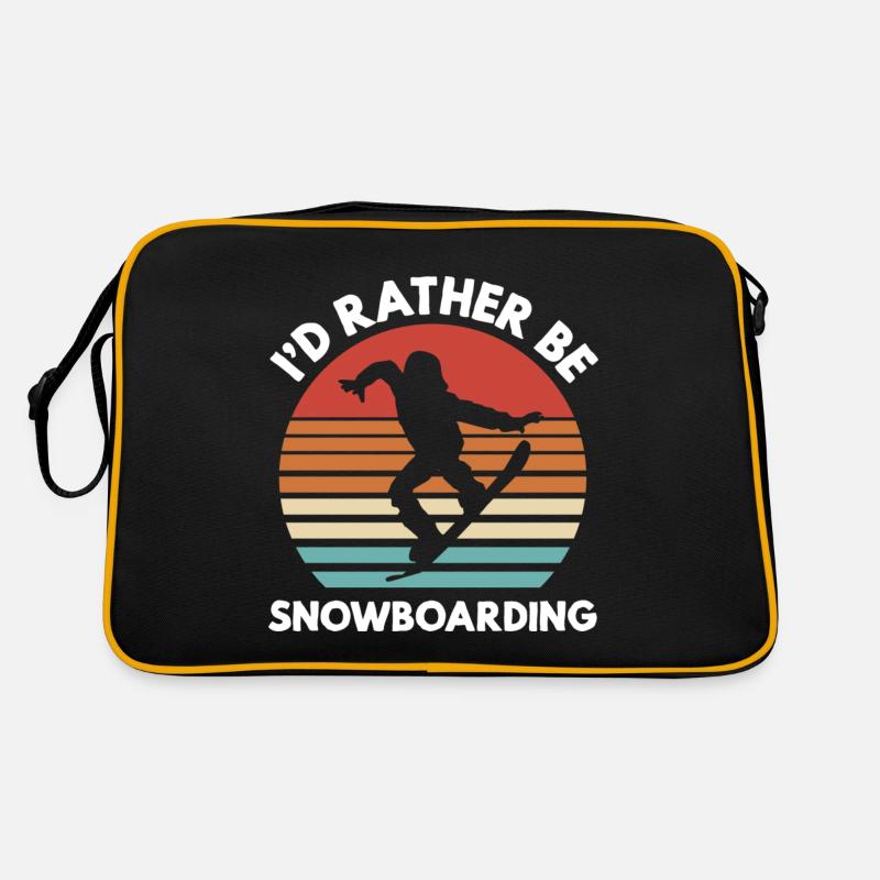I’d Rather Be Snowboarding – Retro Look - Retro Tasche - Schwarz/Gold