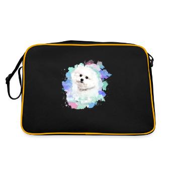 bichon frisé, maltais, chien, aquarelle, aquarelle - Sac Retro - noir/or - Dos