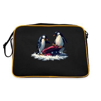 Resist Penguin Grunge Protest - Retro Tasche - Schwarz/Gold - Hinten