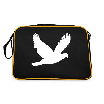 Weiße Friedenstaube - Retro Tasche - Schwarz/Gold - Hinten