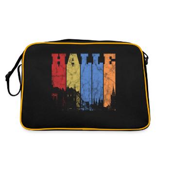 Halle Saale Stadt Design - Retro Tasche - Schwarz/Gold - Hinten