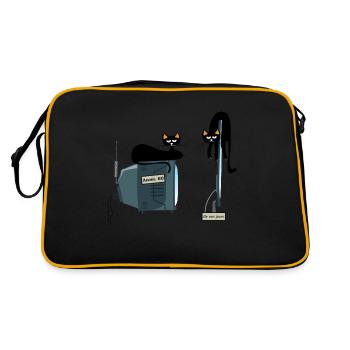 chat on tv tv tv sleep sleep nap hum - Retro Bag - black/gold - Back