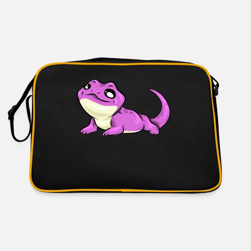 Eidechse süß rosa pink Geschenk - Retro Tasche - Schwarz/Gold