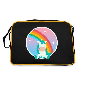 Jolie licorne avec arc-en-ciel. Bébés filles - Sac Retro - noir/or - Dos