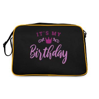 Mein Geburtstag - Retro Tasche - Schwarz/Gold - Hinten