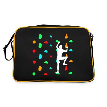 Boulderers bouldering on the climbing wall - Retro Bag - black/gold - Back