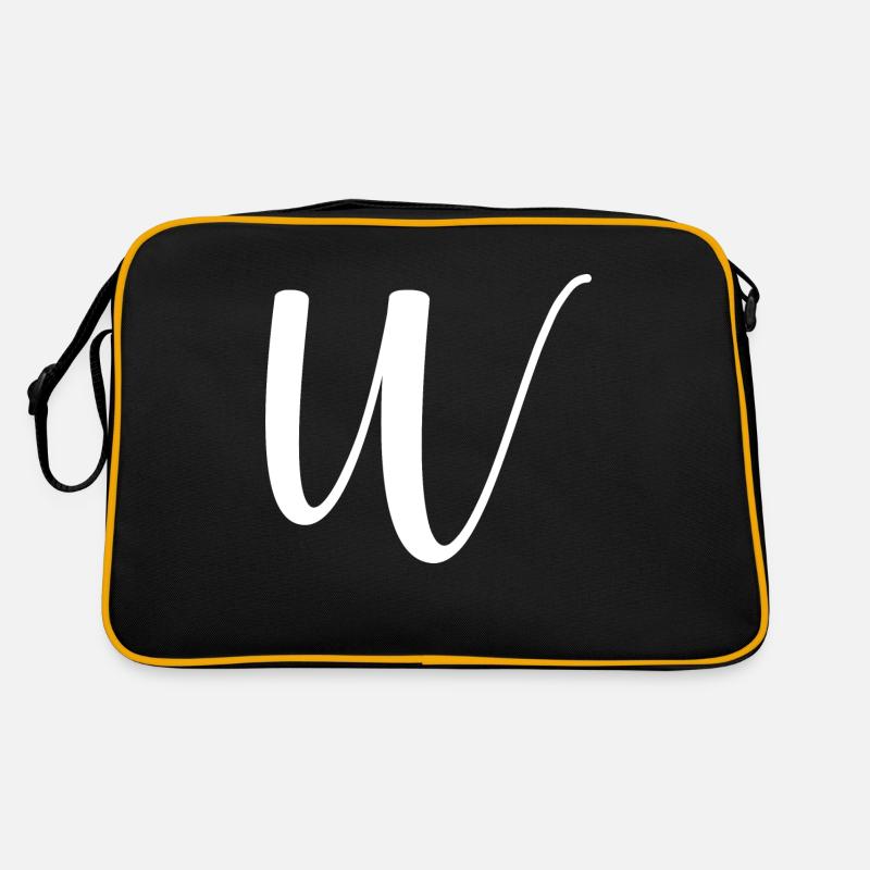Kalligraphie, Initiale W - Retro Tasche - Schwarz/Gold