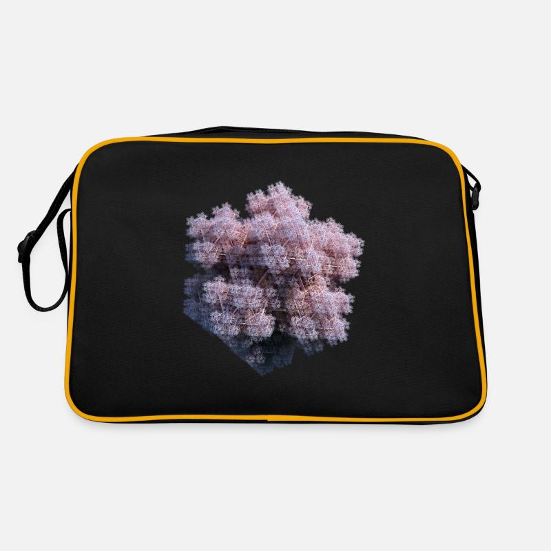 Weiße Fraktale - Retro Tasche - Schwarz/Gold