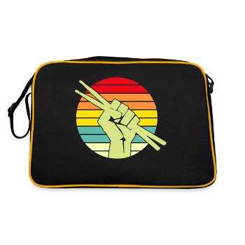 Retro Sunset Drummer Drumstick Musicien - Sac Retro - noir/or - Dos