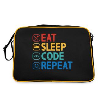 Eat Sleep Code Repeat - Retro Tasche - Schwarz/Gold - Hinten