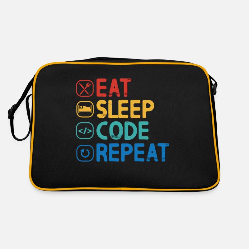 Eat Sleep Code Repeat Retro Tasche