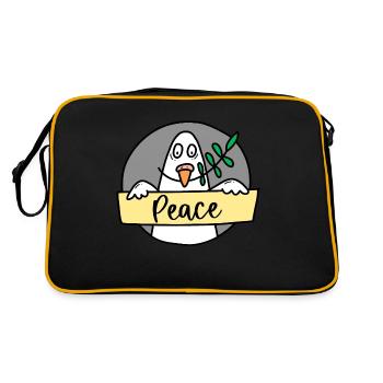 Dove of peace "Peace" - Retro Bag - black/gold - Back