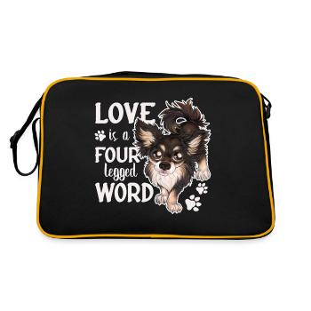 Chihuahua Liebe Vierbeiner Geschenk Hundehalter - Retro Tasche - Schwarz/Gold - Hinten