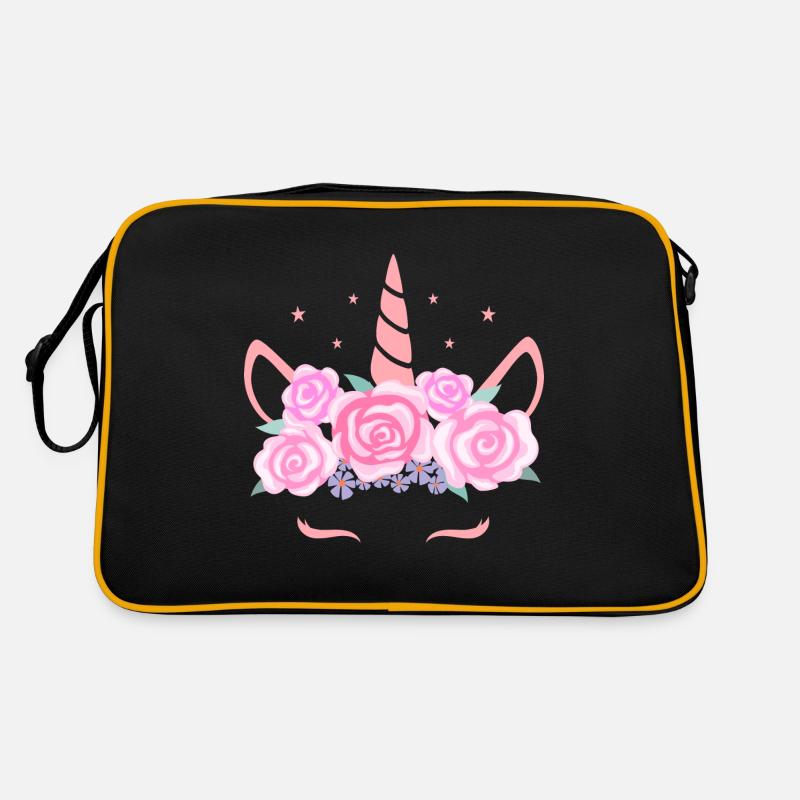 Visage de Licorne - visage de licorne avec couronne de fleurs Sac Retro