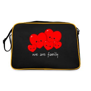 Herzen - Familie - Retro Tasche - Schwarz/Gold - Hinten
