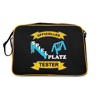 Spielplatz Tester - Retro Tasche - Schwarz/Gold - Hinten
