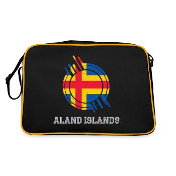 Îles Aland Panneau circulaire couleurs du pays - Sac Retro - noir/or - Dos
